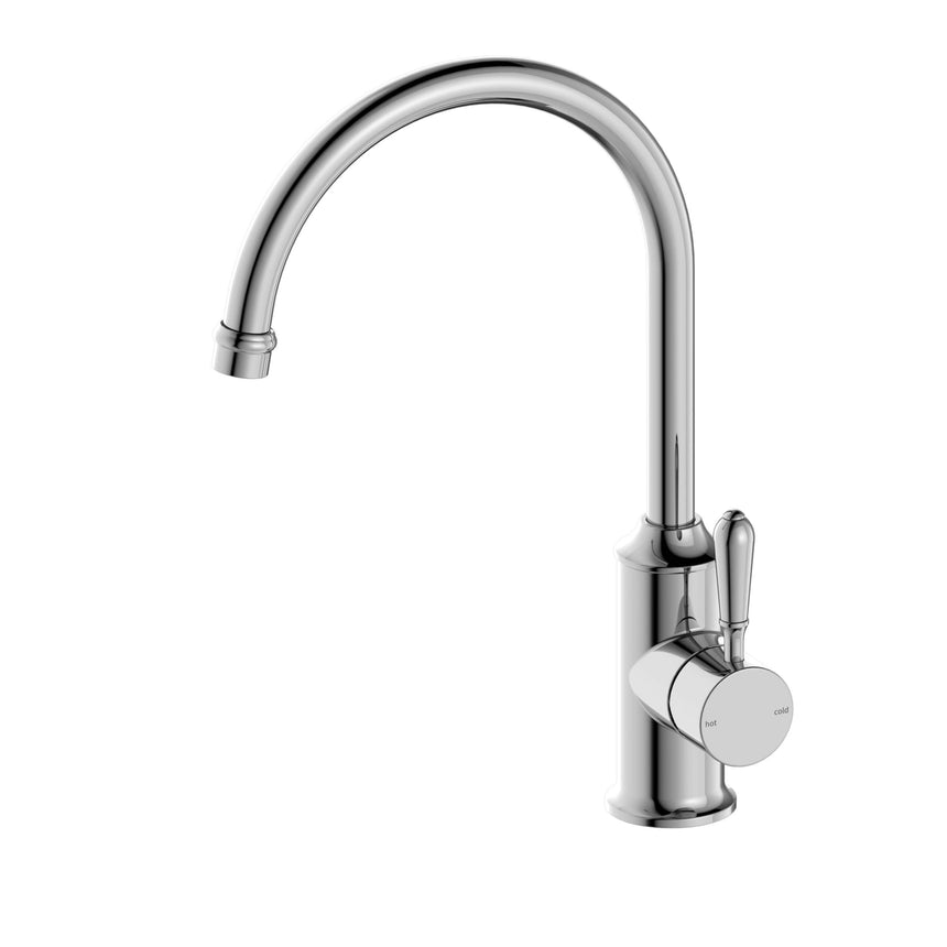 Nero York Kitchen Mixer Goosneck Spout With Metal Lever Chrome Tapware Nero