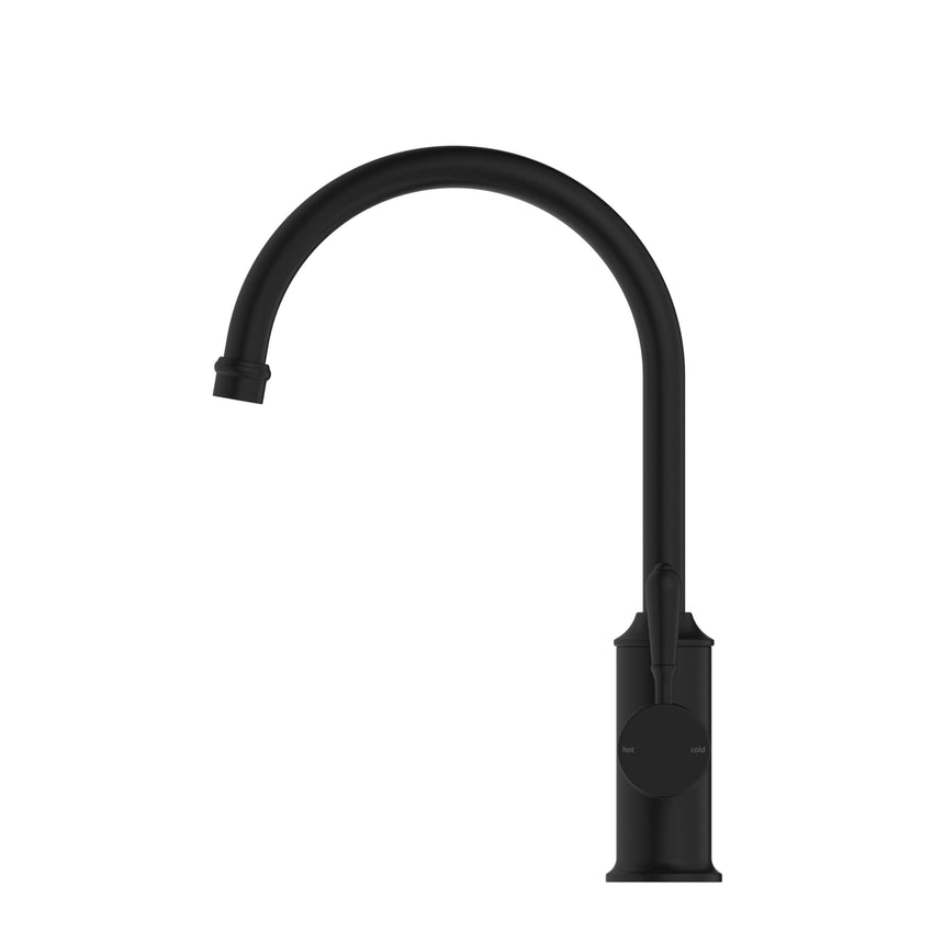 Nero York Kitchen Mixer Goosneck Spout With Metal Lever Matte Black Tapware Nero