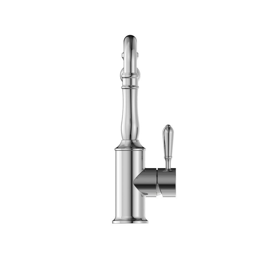Nero York Kitchen Mixer Hook Spout With Metal Lever Chrome Tapware Nero