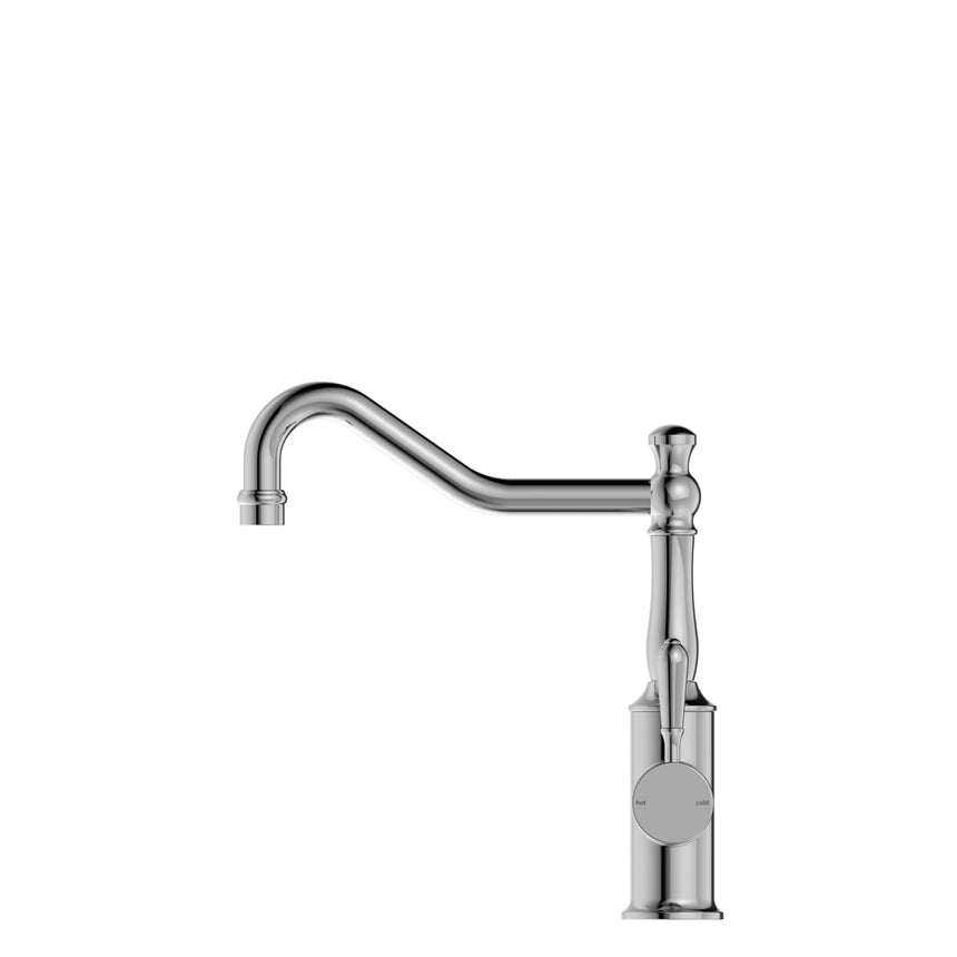 Nero York Kitchen Mixer Hook Spout With Metal Lever Chrome Tapware Nero