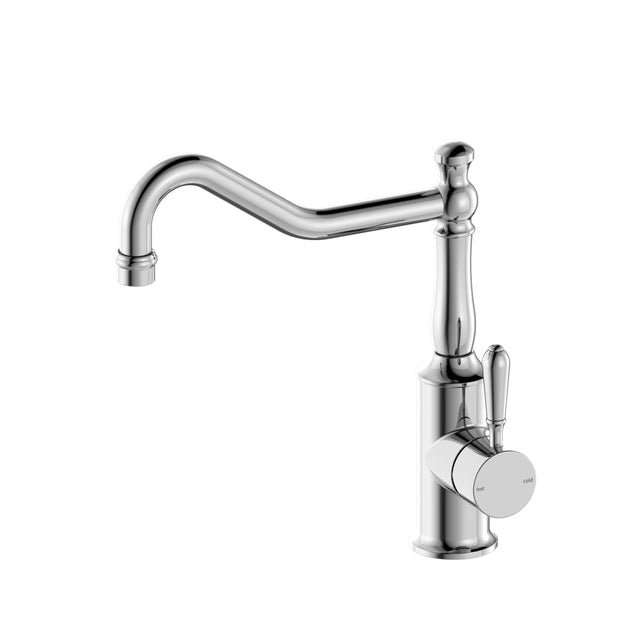 Nero York Kitchen Mixer Hook Spout With Metal Lever Chrome Tapware Nero