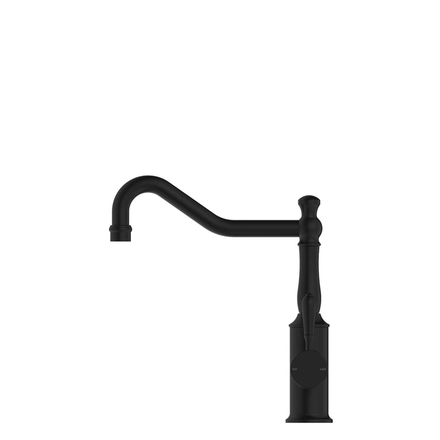 Nero York Kitchen Mixer Hook Spout With Metal Lever Matte Black Tapware Nero