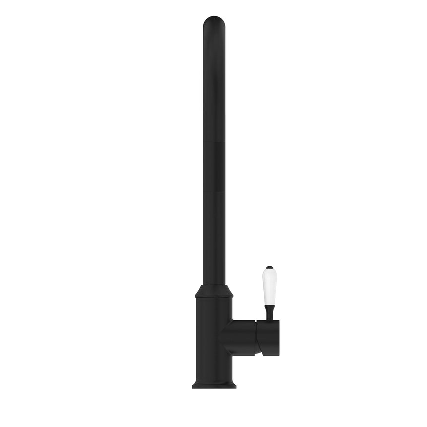 Nero York Pull Out Sink Mixer With Vegie Spray Function With White Porcelain Lever Matte Black Tapware Nero