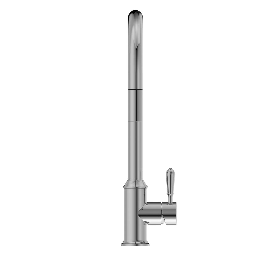 Nero York Pull Out Sink Mixer With Vegie Spray Function With Metal Lever Chrome Tapware Nero
