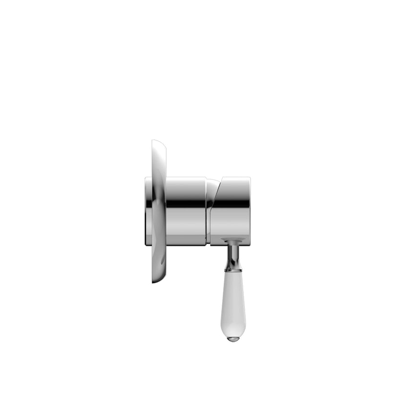 Nero York Shower Mixer With White Porcelain Lever Chrome Shower Nero