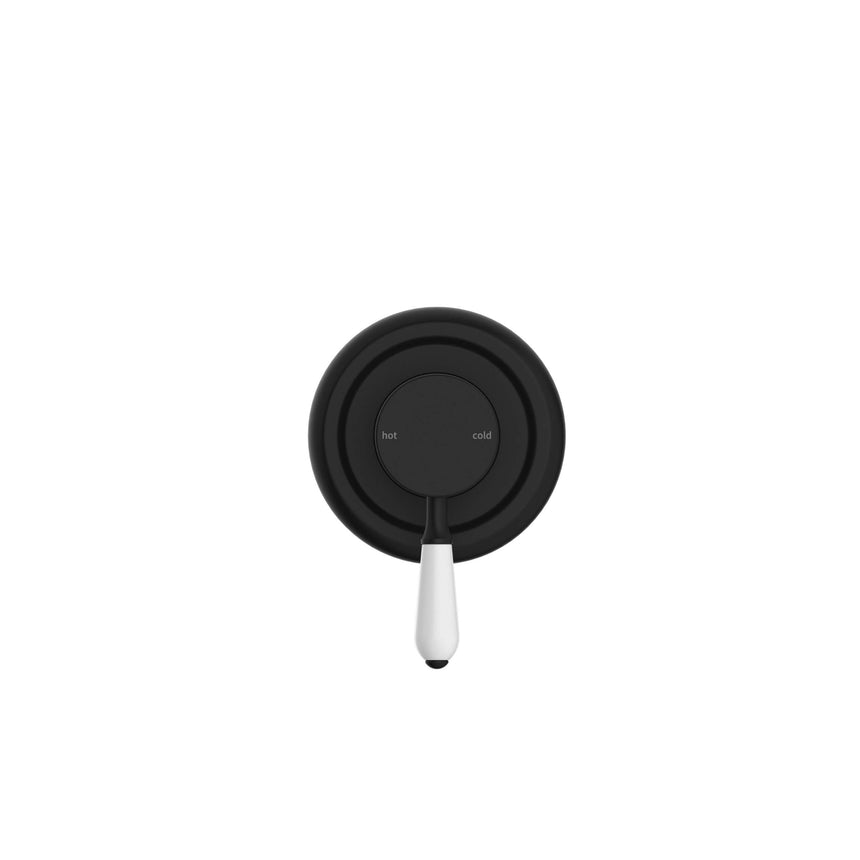 Nero York Shower Mixer With White Porcelain Lever Matte Black Shower Nero