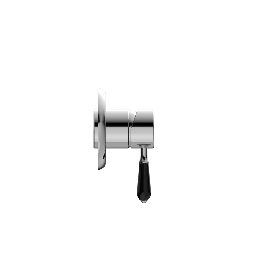 Nero York Shower Mixer With Black Porcelain Lever Chrome Shower Nero