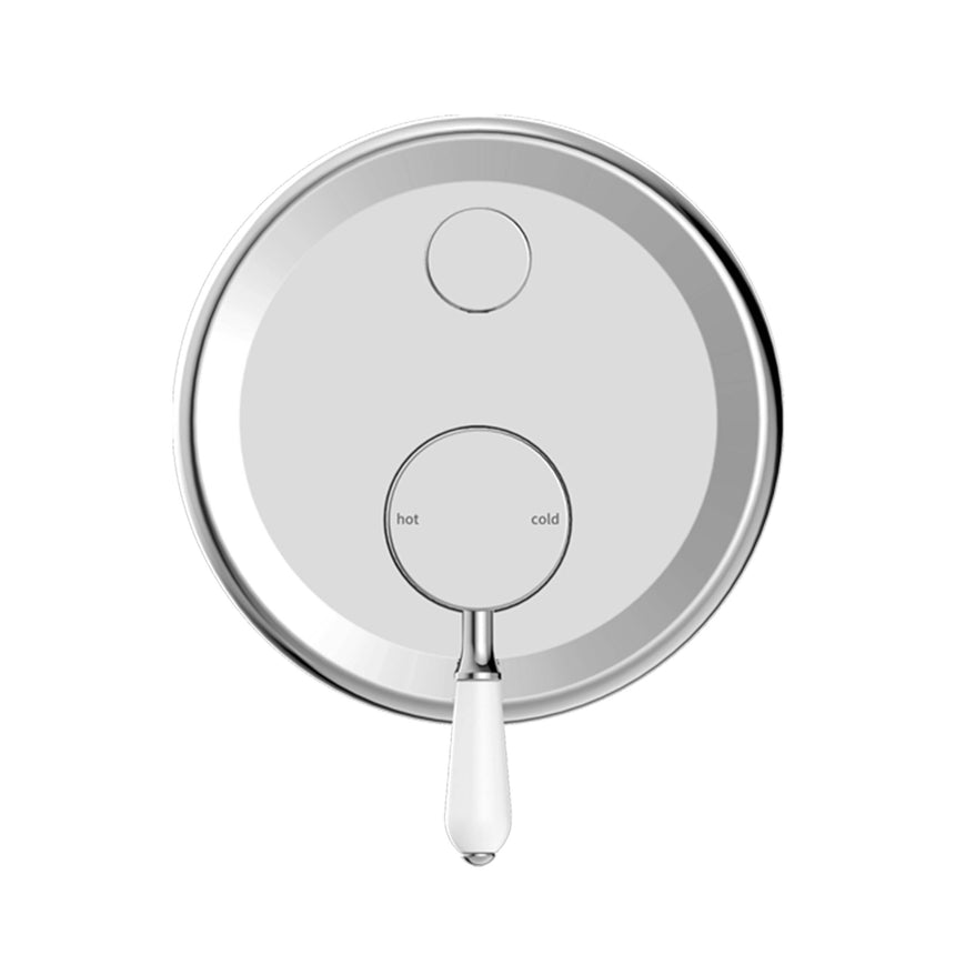 Nero York Shower Mixer With Divertor With White Porcelain Lever Chrome Shower Nero