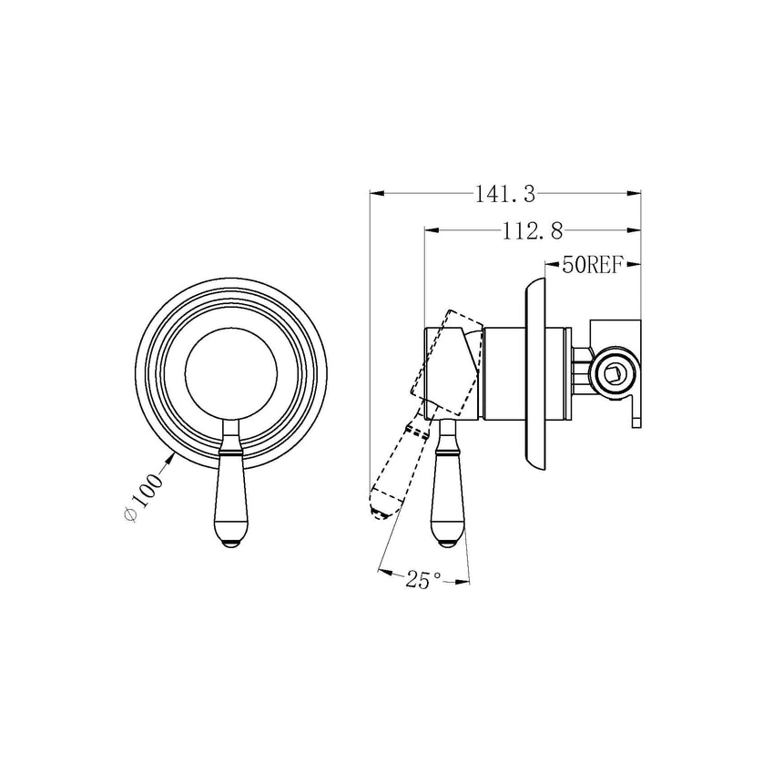 Nero York Shower Mixer With Black Porcelain Lever Chrome Shower Nero