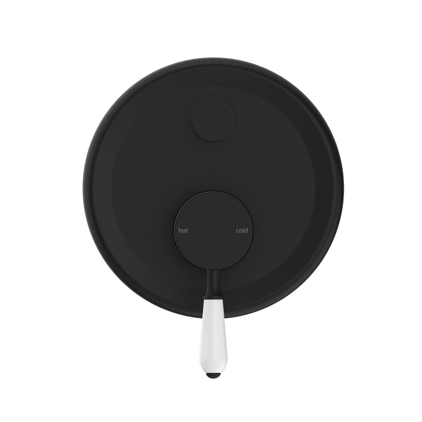 Nero York Shower Mixer With Divertor With White Porcelain Lever Matte Black Shower Nero