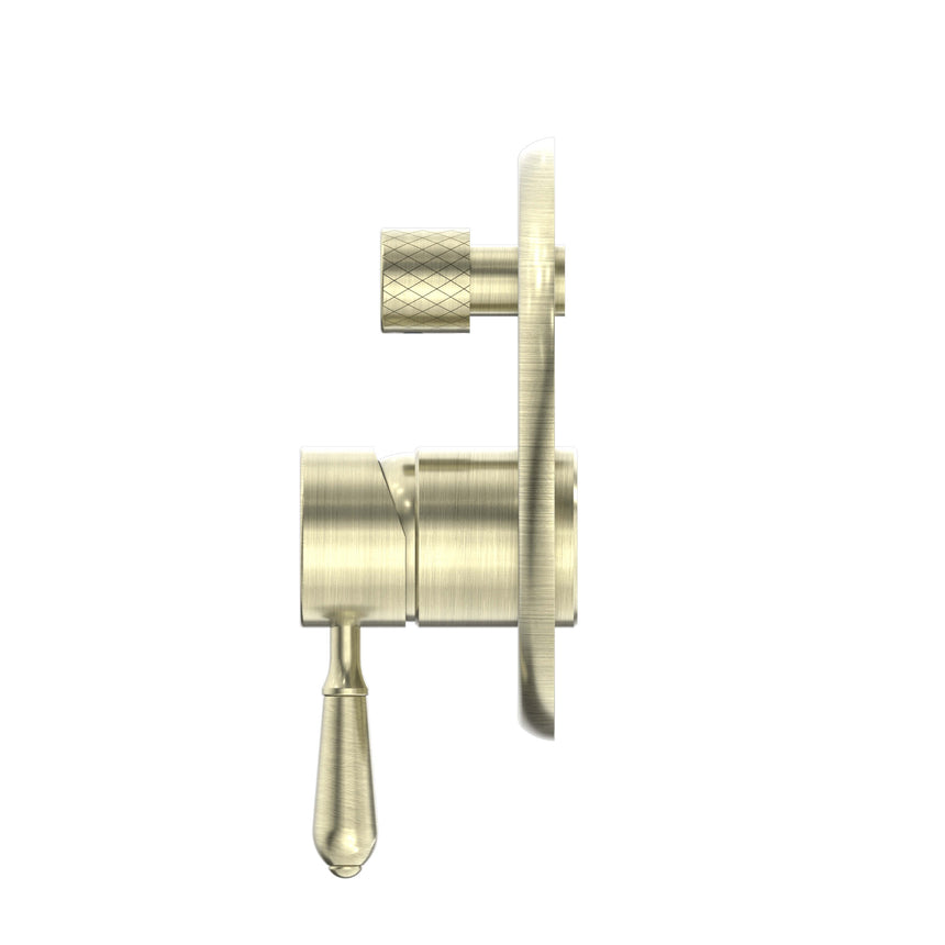 Nero York Shower Mixer With Divertor With Metal Lever Aged Brass Shower Nero