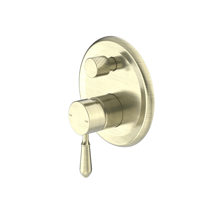 Nero York Shower Mixer With Divertor With Metal Lever Aged Brass Shower Nero