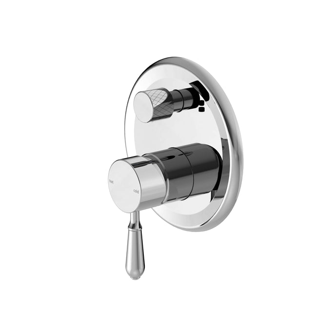 Nero York Shower Mixer With Divertor With Metal Lever Chrome Shower Nero