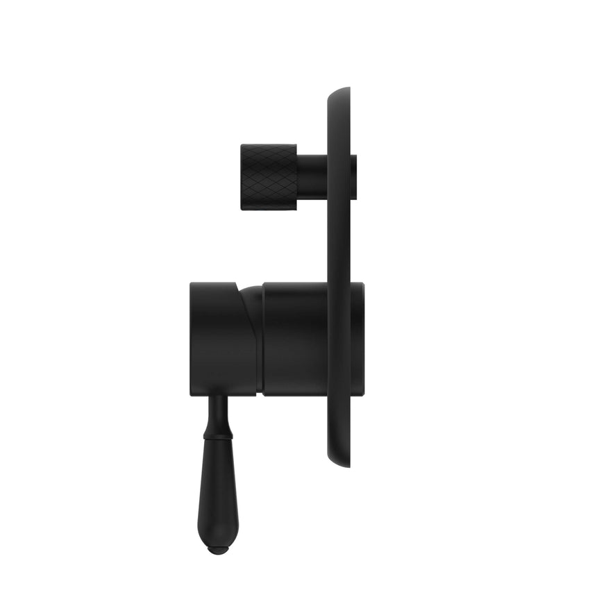 Nero York Shower Mixer With Divertor With Metal Lever Matte Black Shower Nero