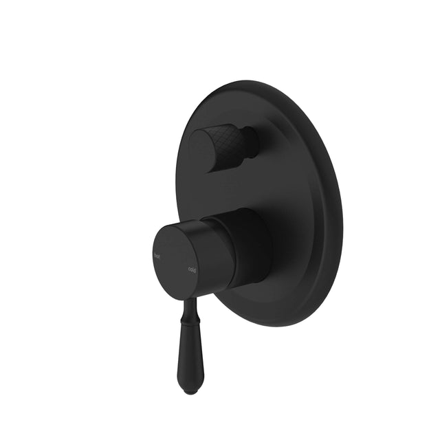 Nero York Shower Mixer With Divertor With Metal Lever Matte Black Shower Nero