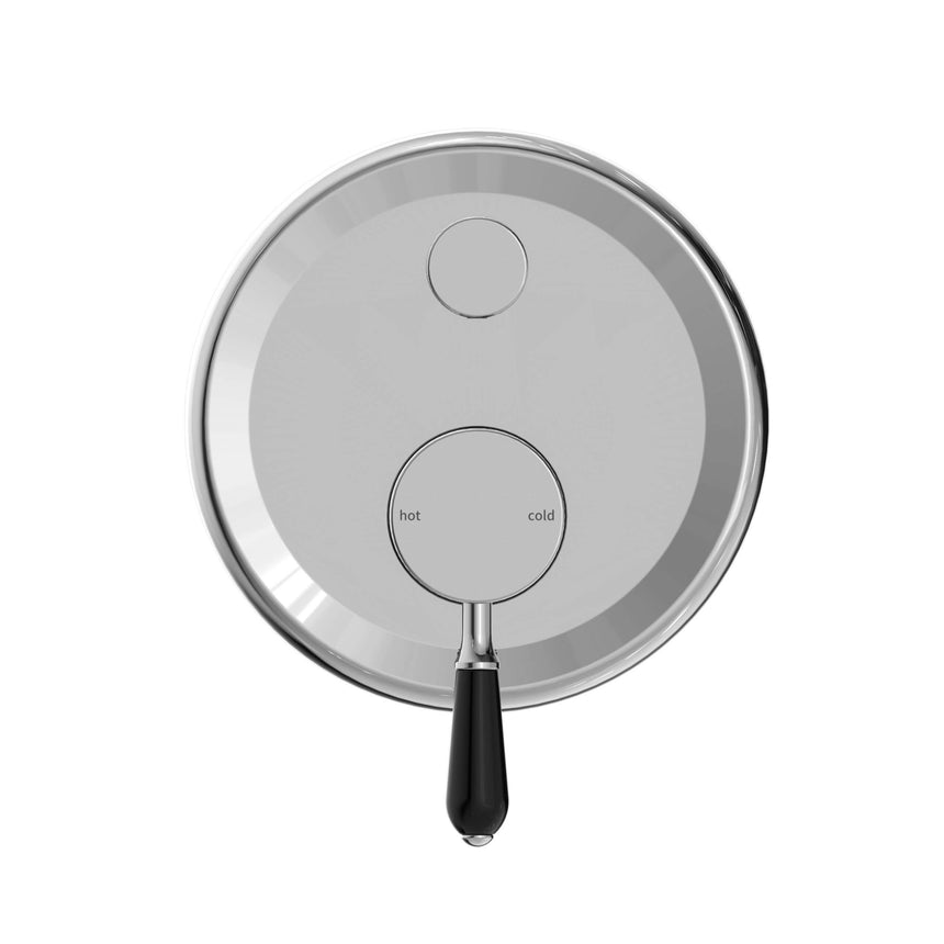 Nero York Shower Mixer With Divertor With Black Porcelain Lever Chrome Shower Nero