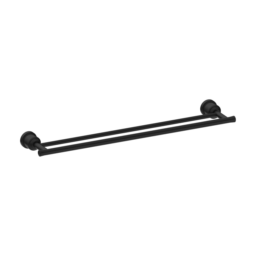 Nero York Double Towel Rail 600mm Matte Black Bathroom Accessories Nero