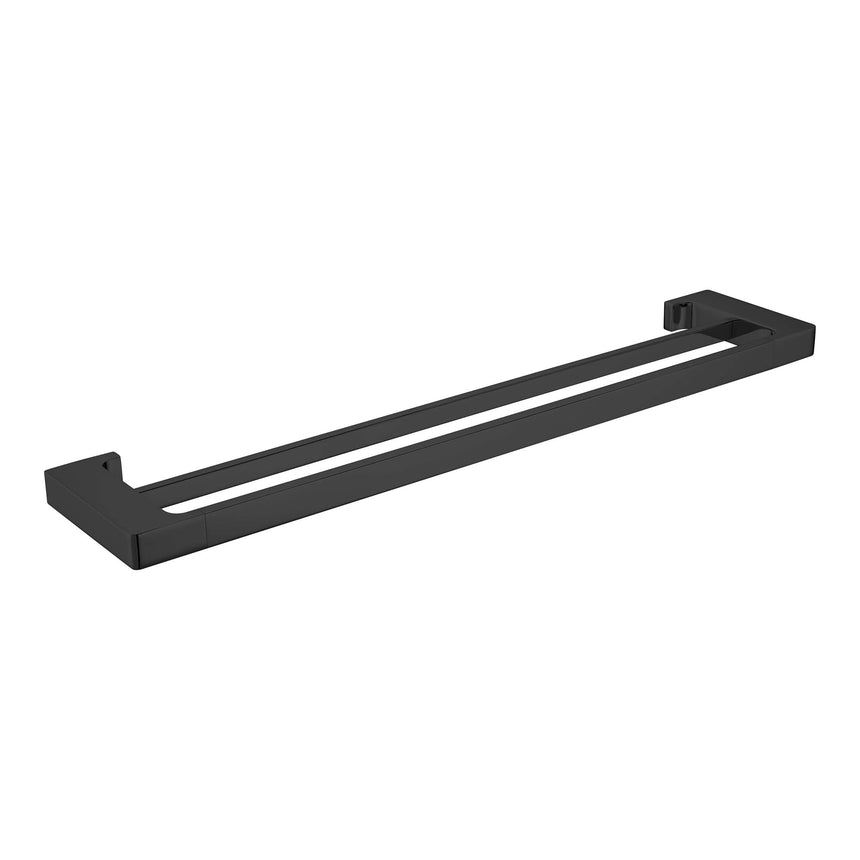 Nero Pearl Double Towel Rail 600mm Matte Black Bathroom Accessories Nero