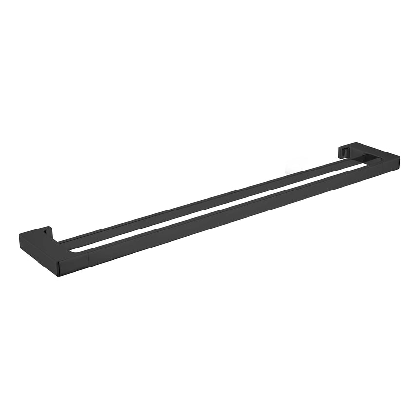 Nero Pearl Double Towel Rail 800mm Matte Black Bathroom Accessories Nero