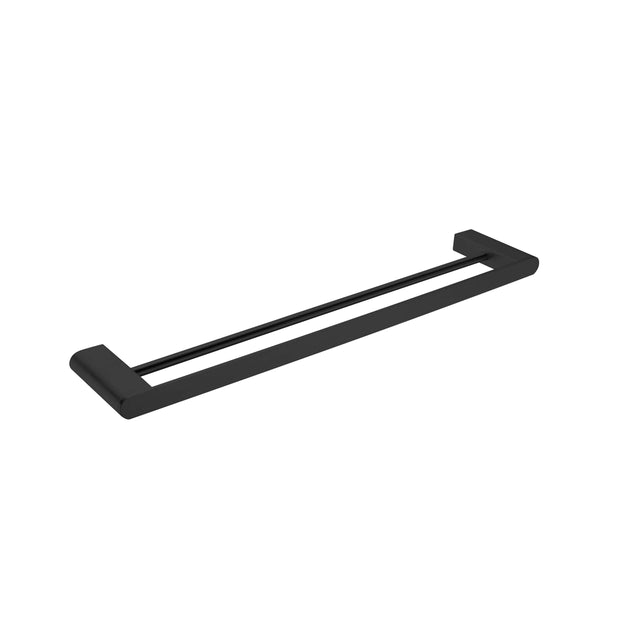 Nero Bianca Double Towel Rail 600mm Matte Black Bathroom Accessories Nero