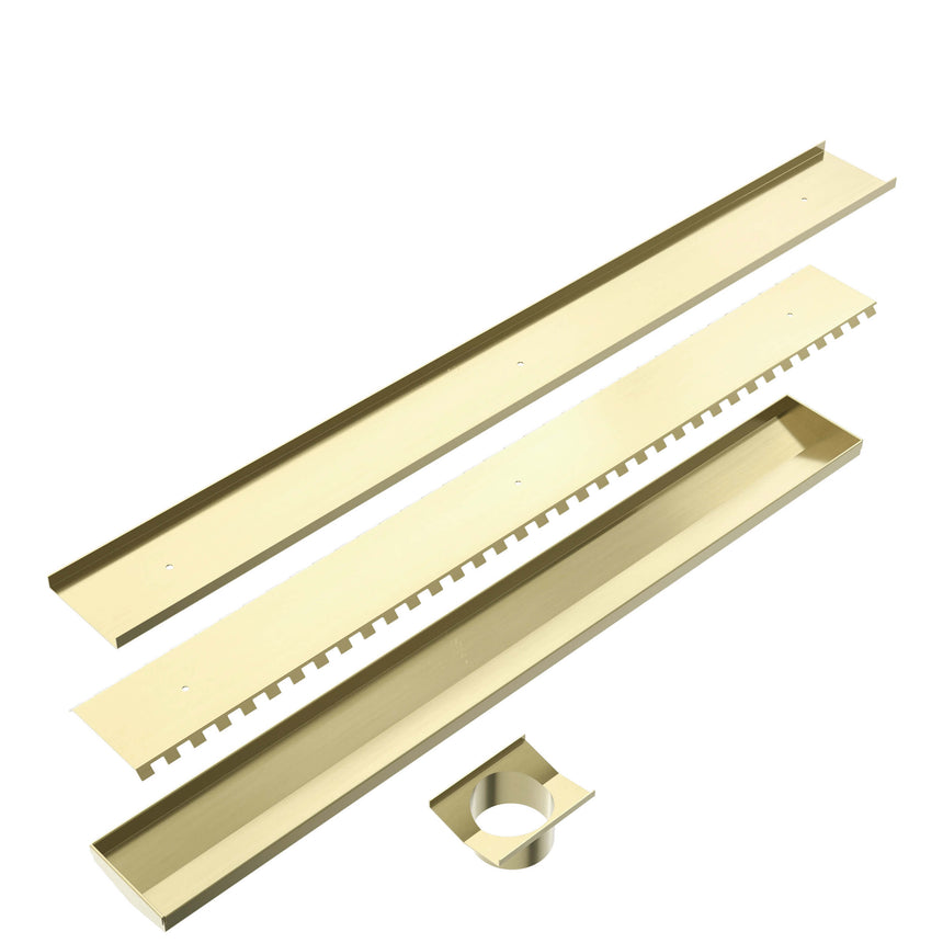 Nero Tile Insert V Channel 900x106mm Floor Grate 90mm Outlet Brushed Gold Other Accessories Nero