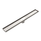Nero Tile Insert V Channel 900x106mm Floor Grate 90mm Outlet Brushed Nickel