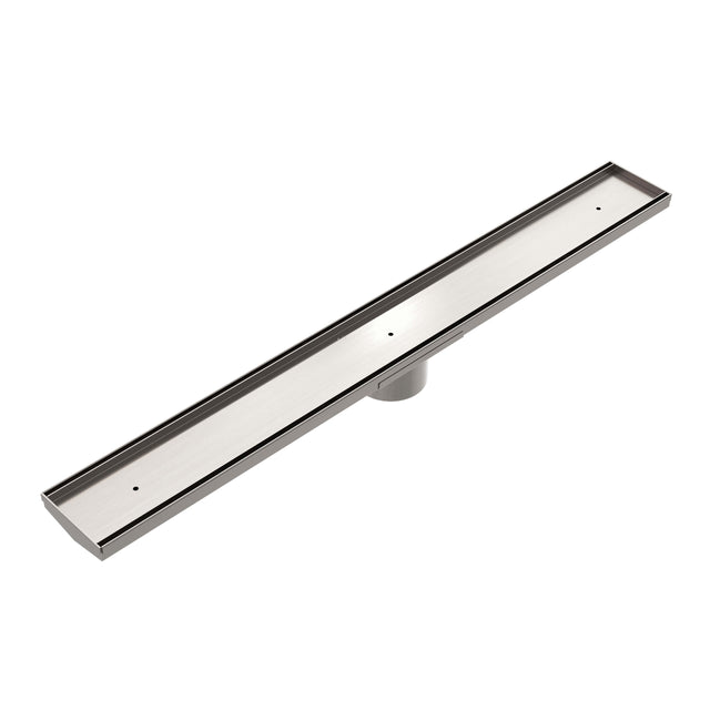 Nero Tile Insert V Channel Floor Grate 900mm with 89mm Outlet Brushed Nickel Other Accessories Nero