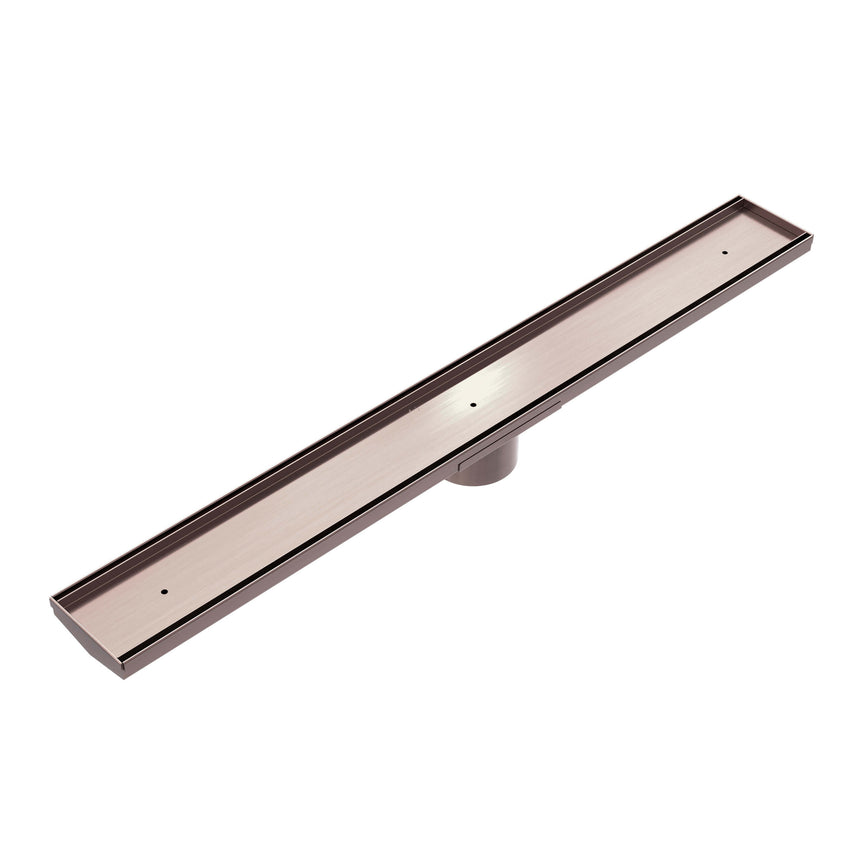 Nero Tile Insert V Cannel Floor Grate 900mm with 89mm Outlet Brushed Bronze Other Accessories Nero