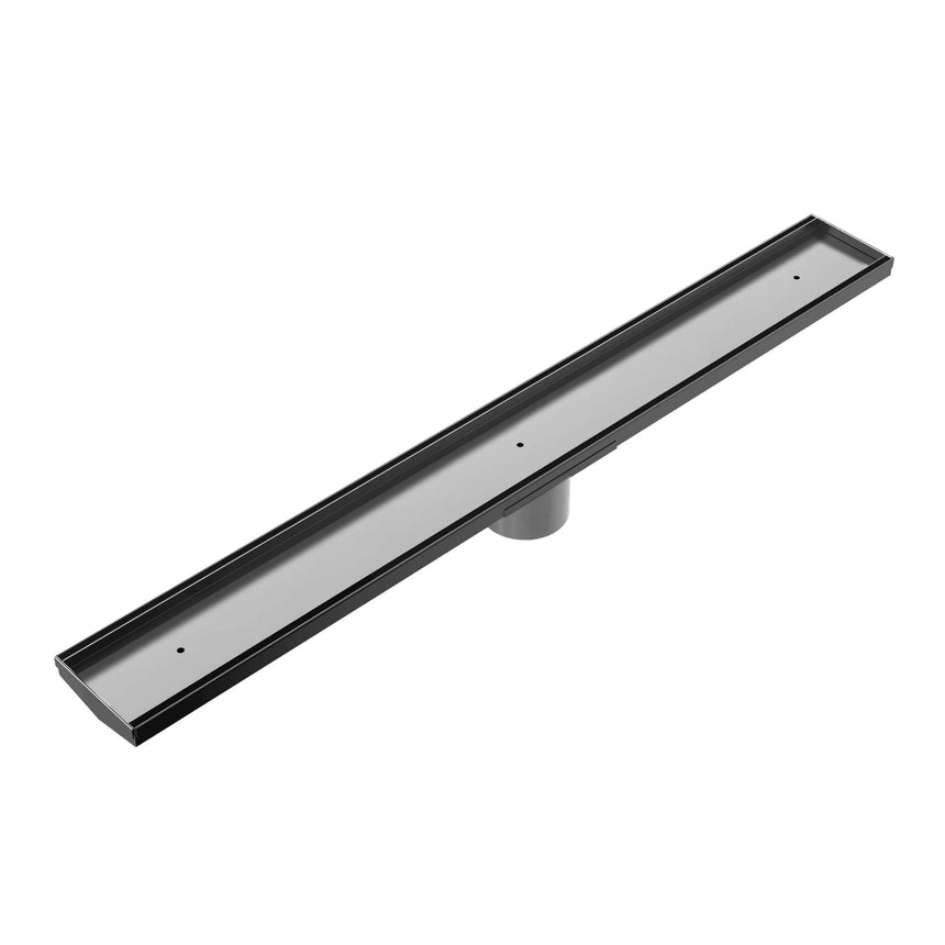 Nero Tile Insert V Cannel Floor Grate 900mm with 89mm Outlet Gun Metal Other Accessories Nero