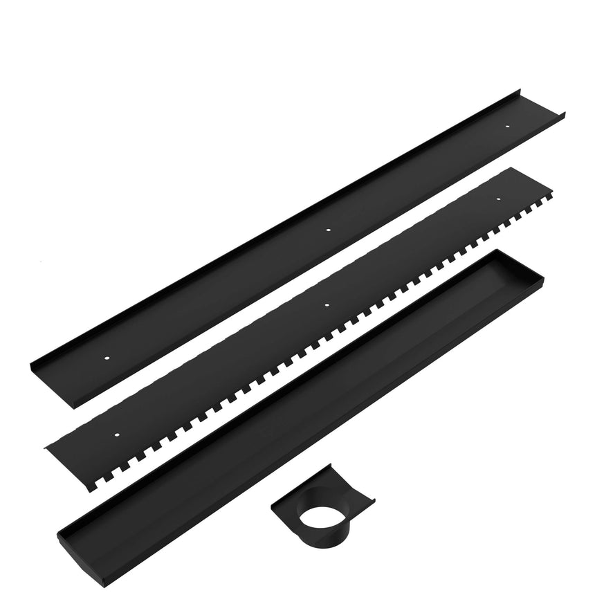 Nero Tile Insert V Channel Floor Grate 900mm with 89mm Outlet Matte Black Other Accessories Nero