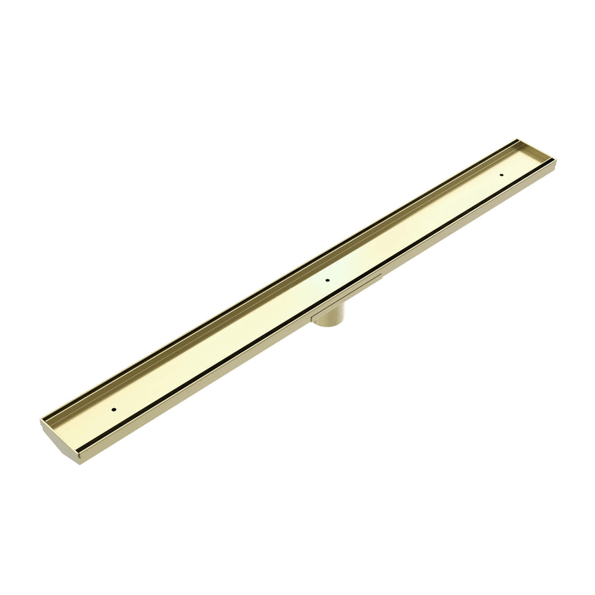 Nero Tile Insert V Channel Floor Grate 900mm with 50mm Outlet Brushed Yellow Gold Other Accessories Nero