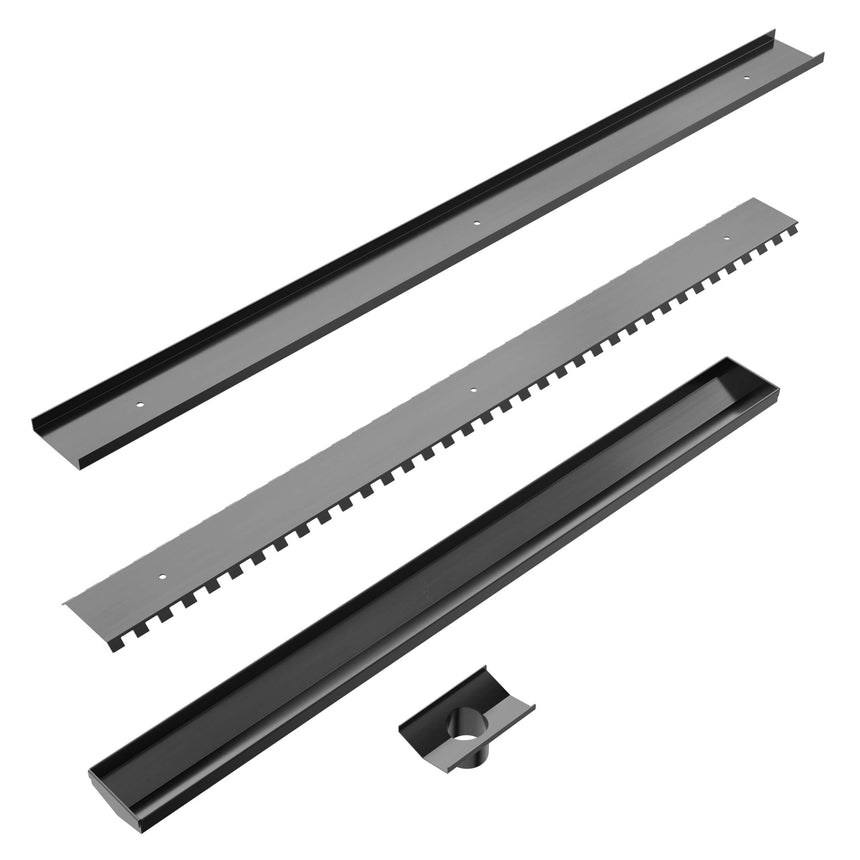 Nero Tile Insert V Channel 900x82mm Floor Grate 50mm Outlet Gun Metal Other Accessories Nero
