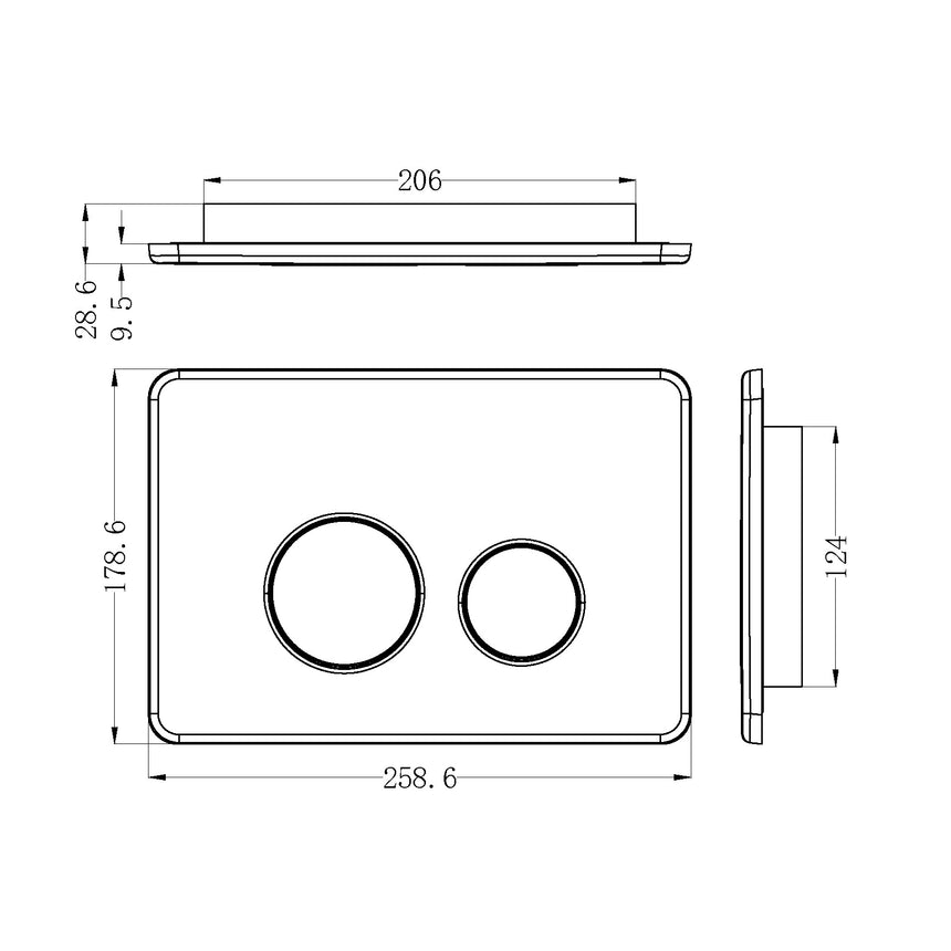 Nero In Wall Toilet Push Plate Gun Metal Other Accessories Nero