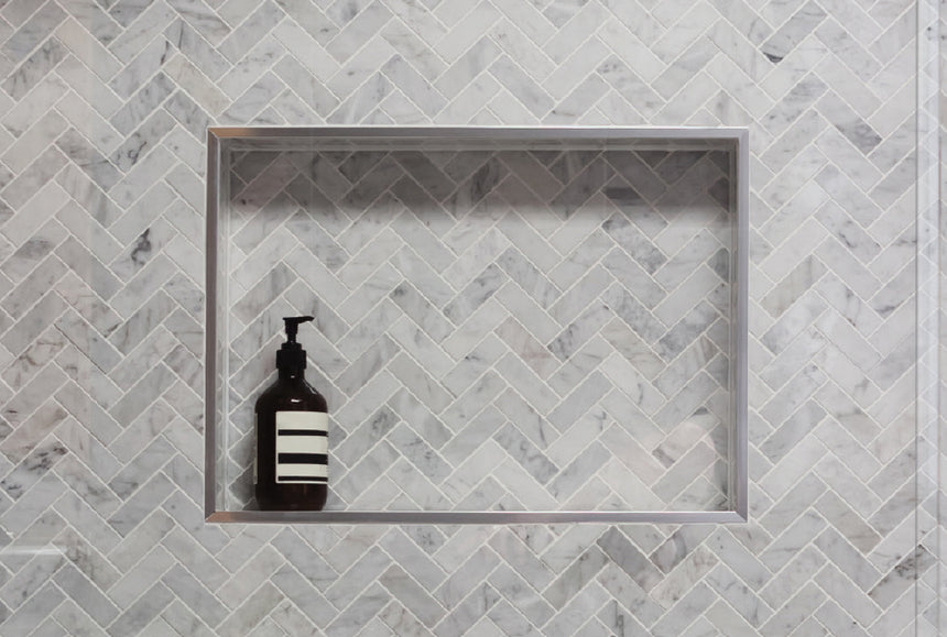 Natural Marble Mosaic Herringbone 25x75 Carrara Honed Marble Mosaic Tilemall