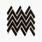 Marble Metal Mosaic Herringbone 25x93mm Honed Nero Marquina with Brushed Gold