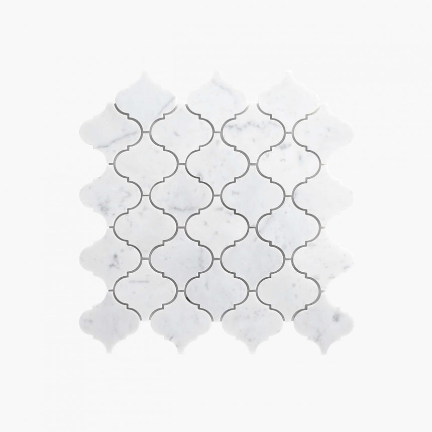 Natural Marble Mosaic Baroque 75mm Carrara Honed Marble Mosaic Tilemall