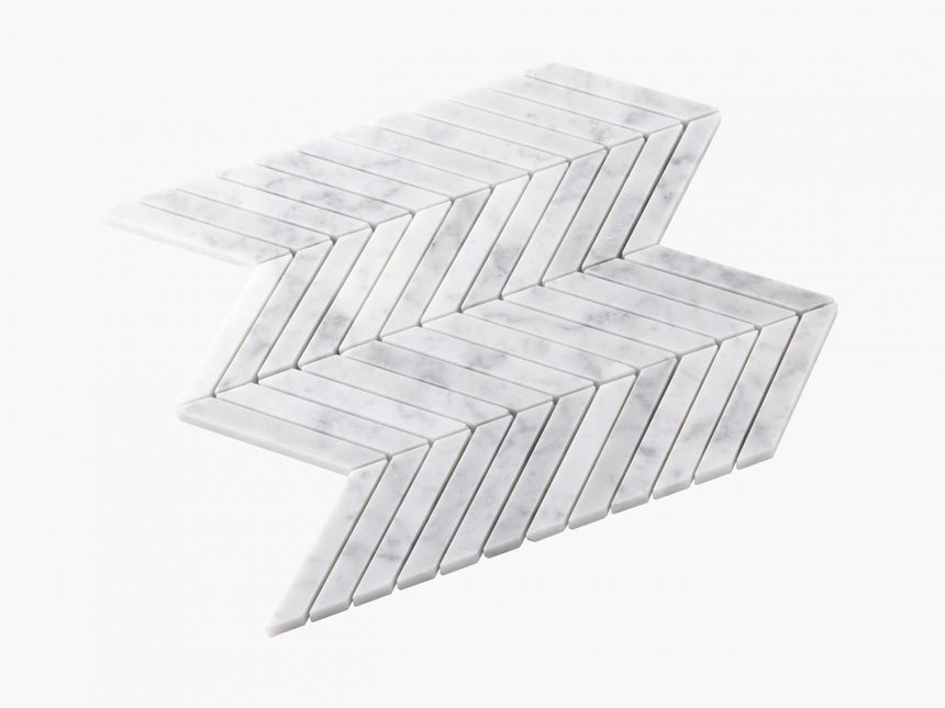Natural Marble Mosaic Chevron 15x110 Carrara Honed Marble Mosaic Tilemall