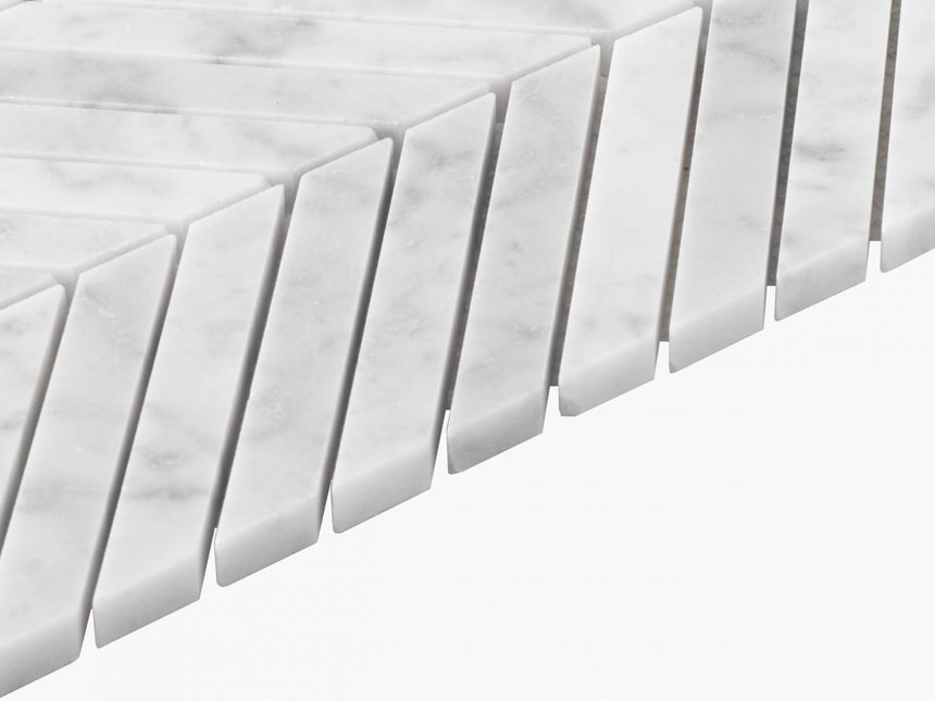 Natural Marble Mosaic Chevron 15x110 Carrara Honed Marble Mosaic Tilemall