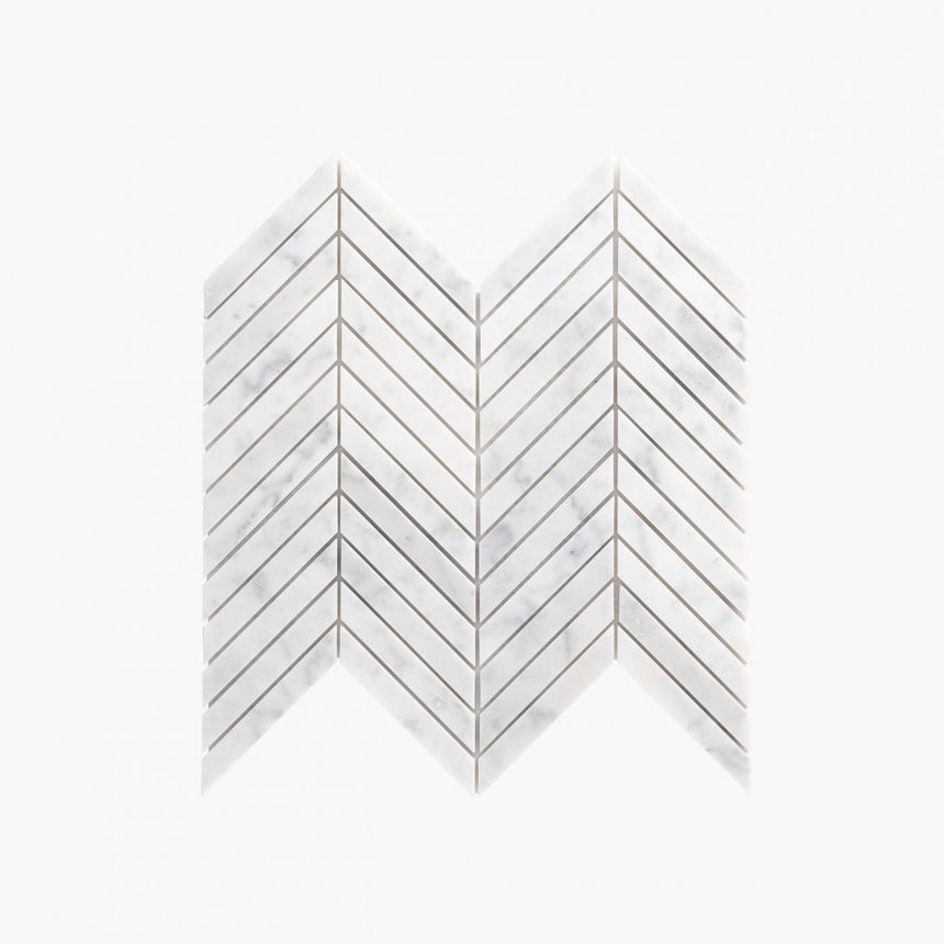 Natural Marble Mosaic Chevron 15x110 Carrara Honed Marble Mosaic Tilemall