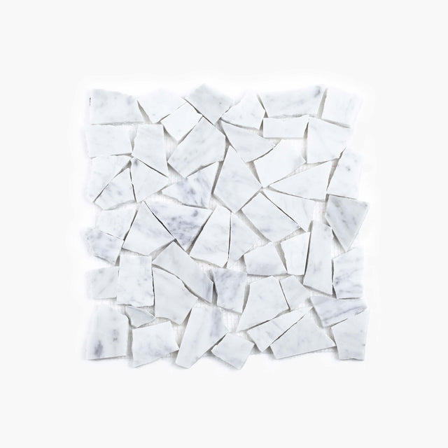 Natural Marble Mosaic Crazy Paver 305x305 Carrara Honed Marble Mosaic Tilemall