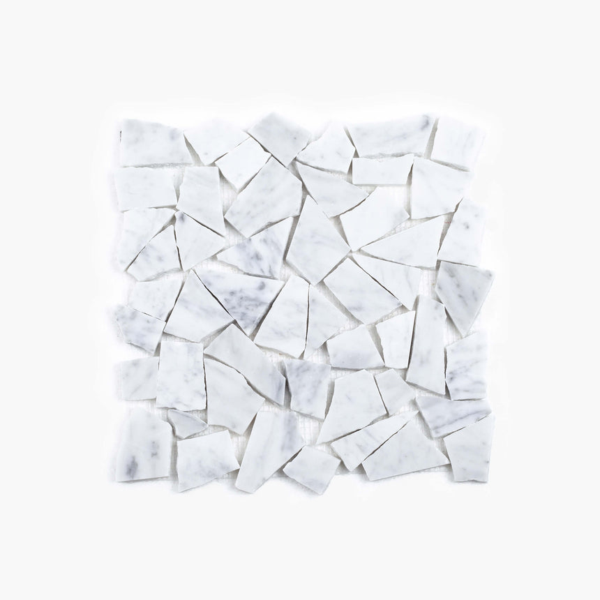 Natural Marble Mosaic Crazy Paver 305x305 Carrara Honed Marble Mosaic Tilemall