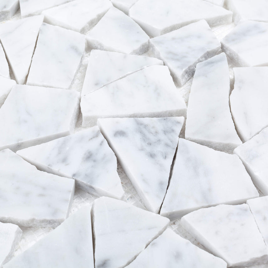 Natural Marble Mosaic Crazy Paver 305x305 Carrara Honed Marble Mosaic Tilemall