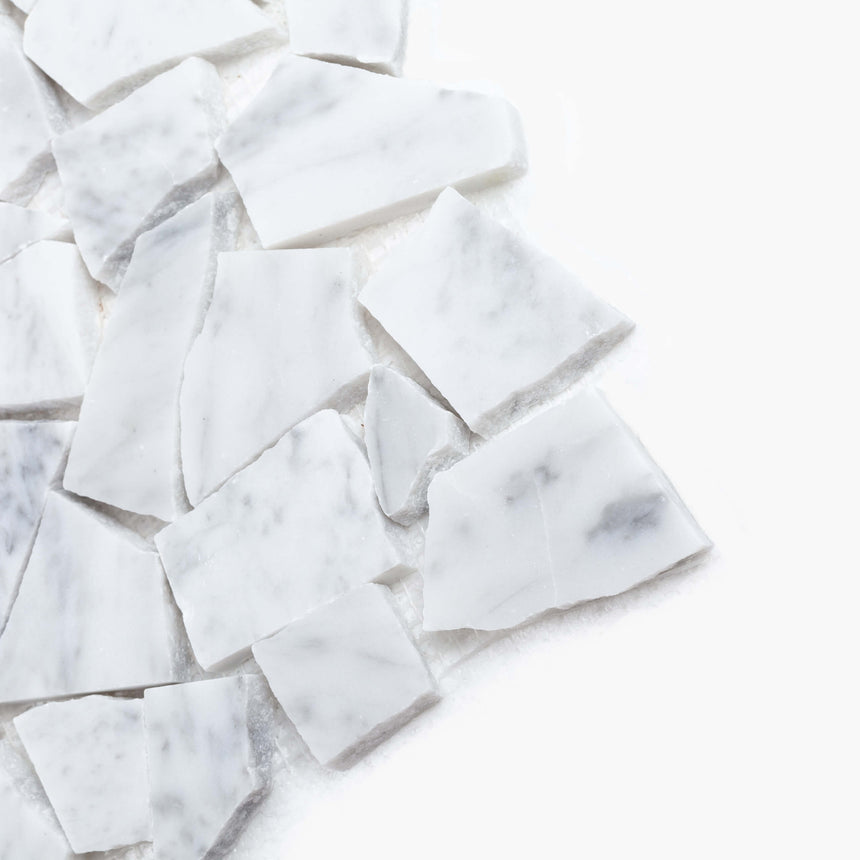 Natural Marble Mosaic Crazy Paver 305x305 Carrara Honed Marble Mosaic Tilemall