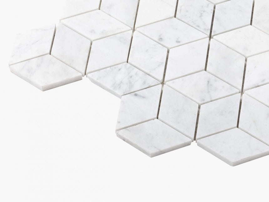 Natural Marble Mosaic Diamond Cube 45x78 Carrara Honed Marble Mosaic Tilemall