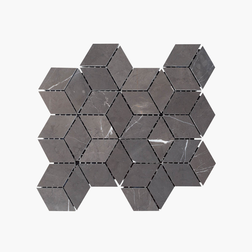 Natural Marble Mosaic Diamond Cube 45x78 Pietra Grey Honed Marble Mosaic Tilemall