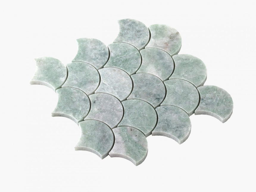 Natural Marble Mosaic FanShape 68mm Ming Green Honed Marble Mosaic Tilemall