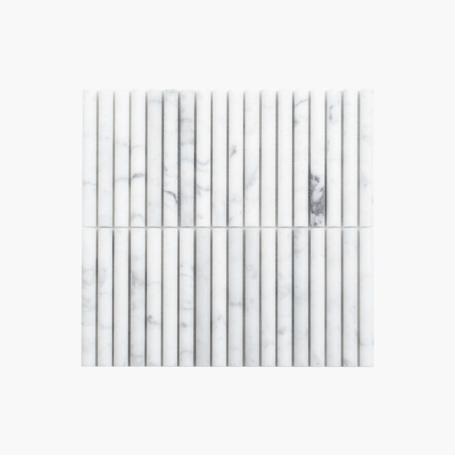 Natural Marble Mosaic Fluted 15x145 Carrara Honed Marble Mosaic Tilemall
