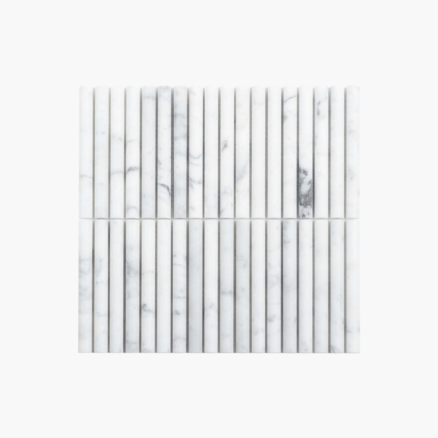 Natural Marble Mosaic Fluted 15x145 Carrara Honed Marble Mosaic Tilemall
