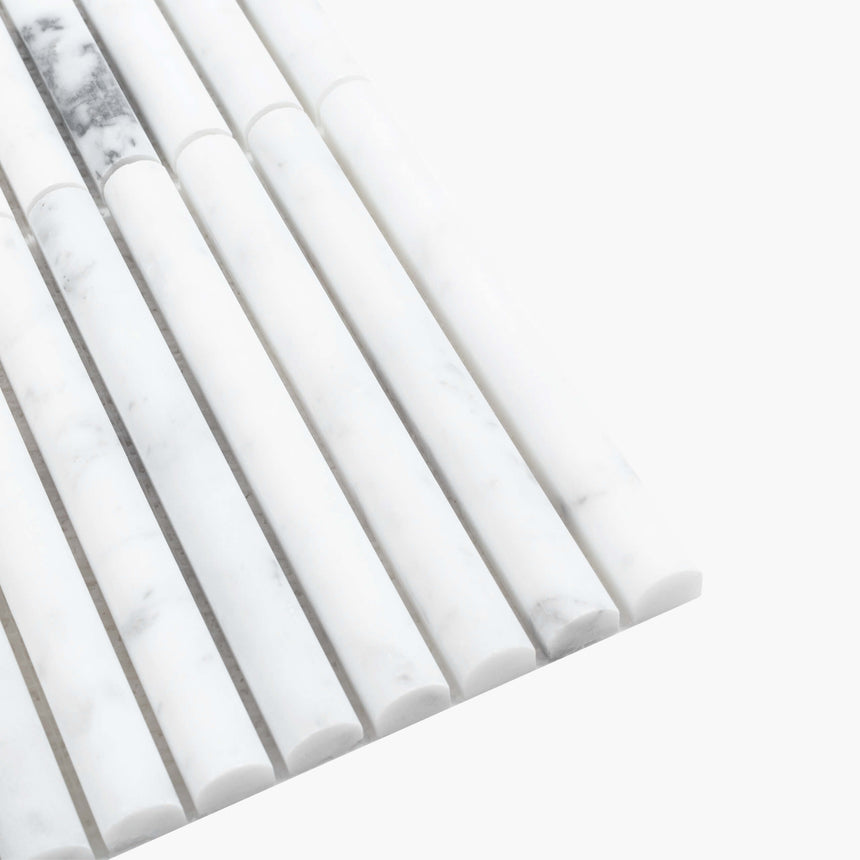 Natural Marble Mosaic Fluted 15x145 Carrara Honed Marble Mosaic Tilemall