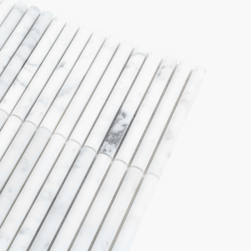 Natural Marble Mosaic Fluted 15x145 Carrara Honed Marble Mosaic Tilemall